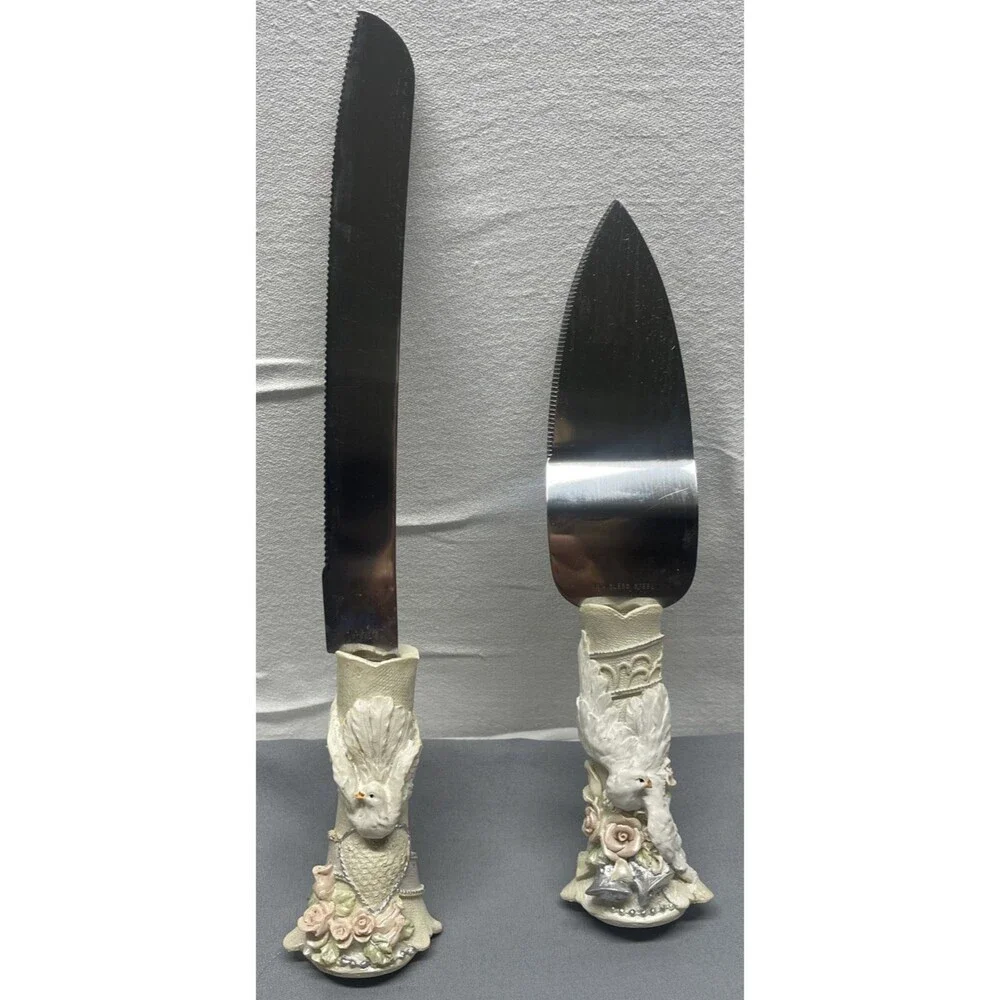 Vintage Wedding Shower Party 2pc Cake Set Knife & Server with Original Box Kitch